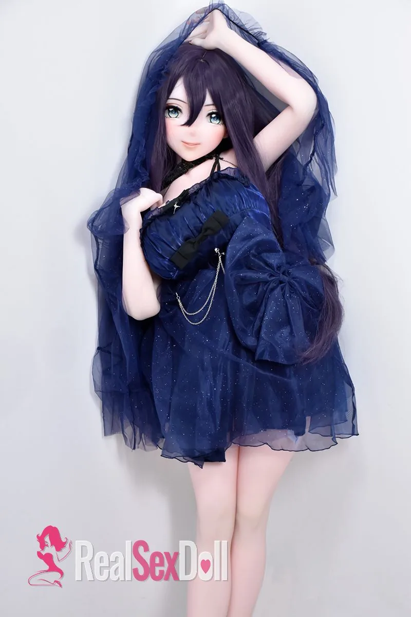 ElsaBabe Matsuo Nao 163 cm silicone anime style sex doll standing in a navy dress and veil, seller photo